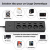 MiiKare Ciabatta elettrica con 5 prese, interruttore singolo, 3 porte USB