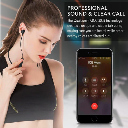 Cuffie Bluetooth YATWIN, V5.0, Cuffie Bluetooth wireless con microfono magnetico