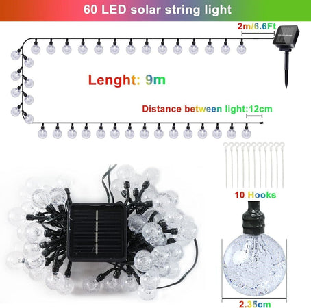 Catena Luminosa Esterno Solare, 9M 50 LED Luci Solari Esterno 8 Modalità, IP65
