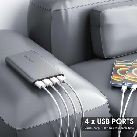Batteria esterna 5000mAh Powerbank, 4 Output & 2 Input, caricatore portatile