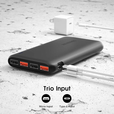 Batteria esterna 5000mAh Powerbank, 4 Output & 2 Input, caricatore portatile