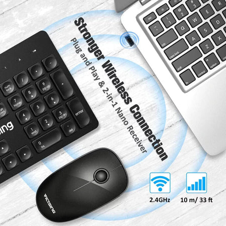 Set tastiera e mouse wireless ultra sottile senza fili, VicTsing PC176B