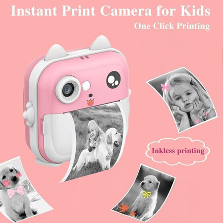 Fotocamera per bambini con stampa istantanea , Macchina fotografica Rosa 32 giga