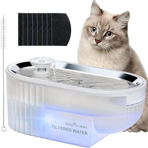 Fontana per Gatti Acciaio Inox 2,5L Fontana per Cani Silenzioso Fontanelle