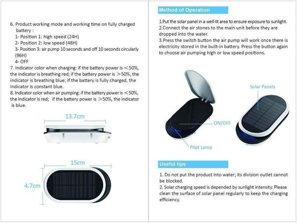 Kit ossigenatore portatile ad energia solare, pratico e portatile a bassa