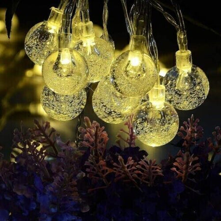 ISUDA CATENA LUCI LED 15 METRI DI CAVO CON PALLINE BIANCO CALDO + TELECOMANDO