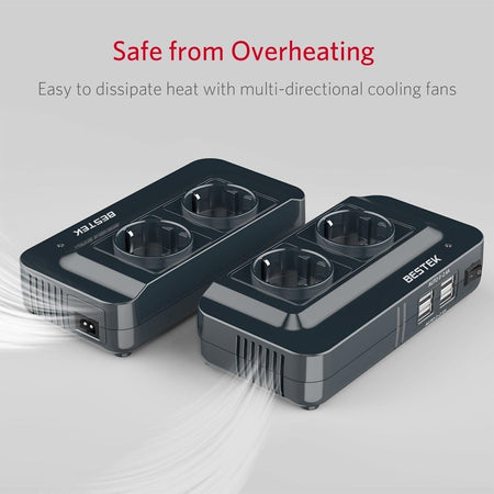 BESTEK 200W Inverter Auto 12v 220v con 4 Porte Smart USB 2 Prese AC, Convertitor