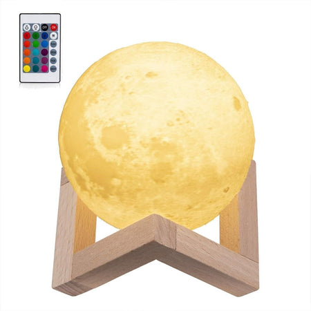 Lampada notturna 3D a forma di luna 3D, Luce notturna a 16 modalità RGB