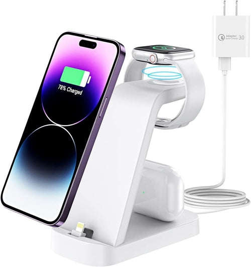 Caricatore Wireless 3 in 1, 18W Veloce Stazione Ricarica per dispositivi Apple