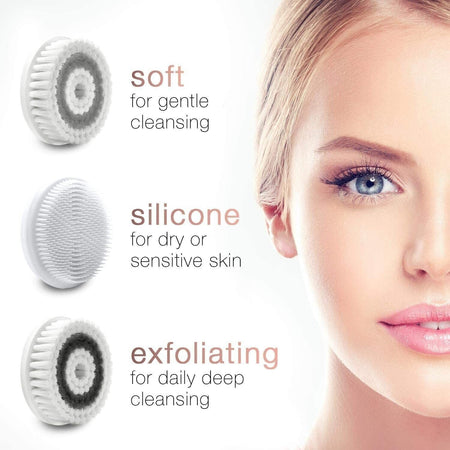 Spazzola Pulizia Viso con 3 Testine Esfoliante, Elettrica e Impermeabile Fancii