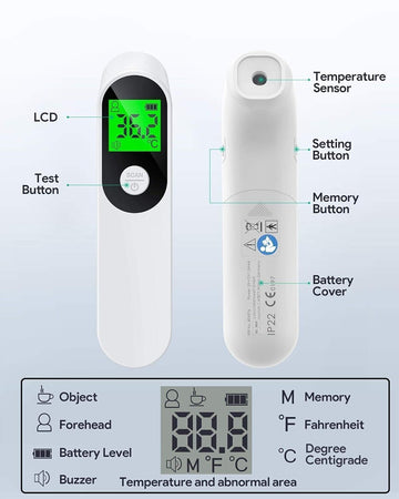 AFAC Termometro digitale a infrarossi per la fronte LCD 3 colori 20 memorie dati