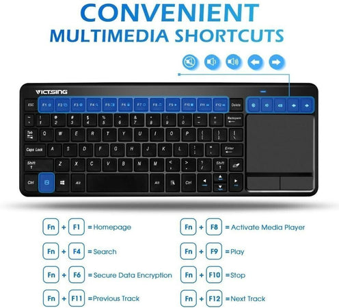 VicTsing Mini Tastiera Wireless Touchpad Ultra-Sottile, Tastiera Wireless All-in