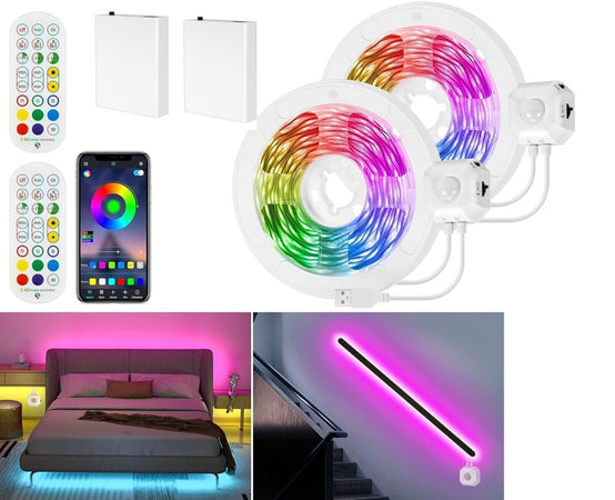 HOUHUI Striscia LED con sensore di movimento, 3 m, funzionamento a batteria, RGB