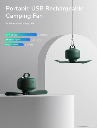 JISULIFE Ventilatore da campeggio 8000mAh Funzionamento a batteria, ricaricabile