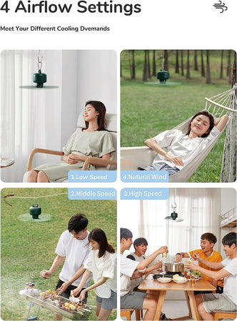JISULIFE Ventilatore da campeggio 8000mAh Funzionamento a batteria, ricaricabile