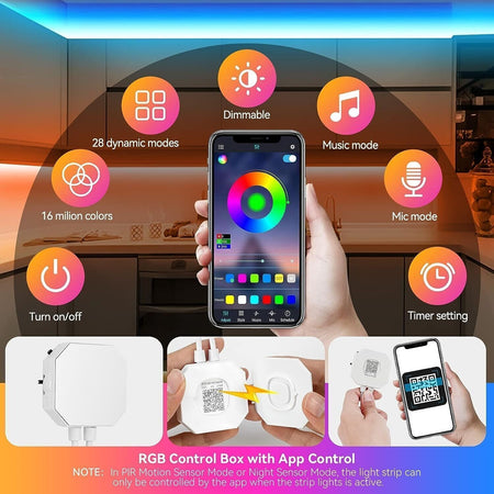 HOUHUI Striscia LED con sensore di movimento, 3 m, funzionamento a batteria, RGB