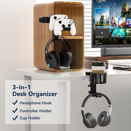 Gancio per Cuffie Rotazione 3 in 1 Morsetto da Scrivania Supporto per Controller