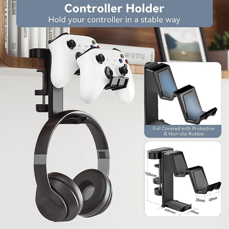 Gancio per Cuffie Rotazione 3 in 1 Morsetto da Scrivania Supporto per Controller