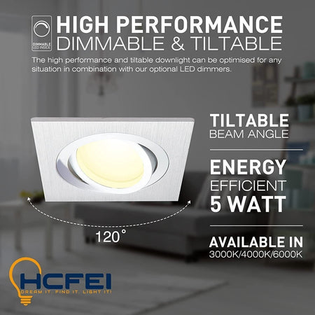HCFEI Faretti LED da Incasso Dimmerabile 3000K - Set di 6 Faretti a Luce Led