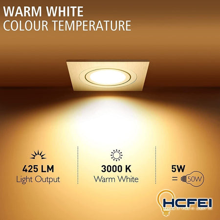HCFEI Faretti LED da Incasso Dimmerabile 3000K - Set di 6 Faretti a Luce Led