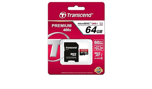 Transcend Scheda di Memoria MicroSDXC da 64 GB con Adattatore, Classe 10 U1