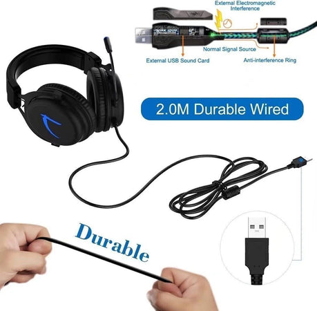 Cuffie da gioco 7.1 MUTOUREN Stereo Surround Sound 57 mm Driver Audio Cuffie USB