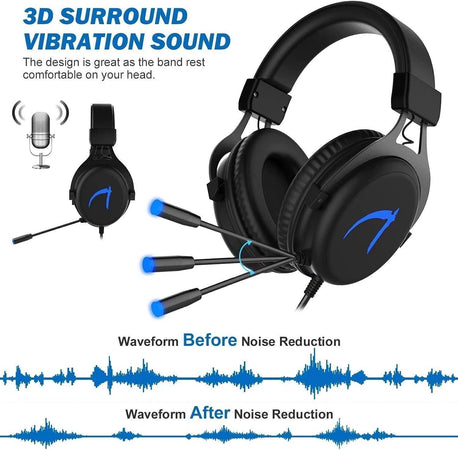 Cuffie da gioco 7.1 MUTOUREN Stereo Surround Sound 57 mm Driver Audio Cuffie USB