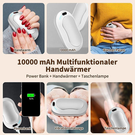 Lomvset Scaldamani Elettrico 10000 mAh USB Ricaricabile Scaldamani, 2 pz