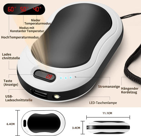 Lomvset Scaldamani Elettrico 10000 mAh USB Ricaricabile Scaldamani, 2 pz