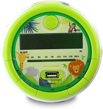 Metronic Radiosveglia per Bambini Jungle FM Proiezione USB Doppia Sveglia