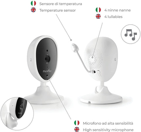 Nuvita Video Baby Monitor Digitale VIDEOVOICE 4.3 Wi-fi, Termometro E Melodie