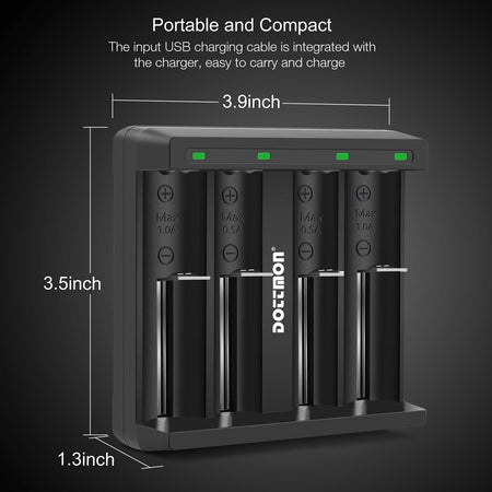 Caricabatterie 4 slot intelligente con display LCD universale per batterie ricaricabili agli ioni di litio 18650 18490 18350 17670 17500 16340 (RCR123) 14500 26650, A AA AAA SC