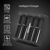 Caricabatterie 4 slot intelligente con display LCD universale per batterie ricaricabili agli ioni di litio 18650 18490 18350 17670 17500 16340 (RCR123) 14500 26650, A AA AAA SC