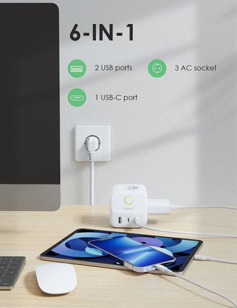 Cubo Multipresa Ciabatta Oraimo 3 Prese e 3 Porte USB C 20W