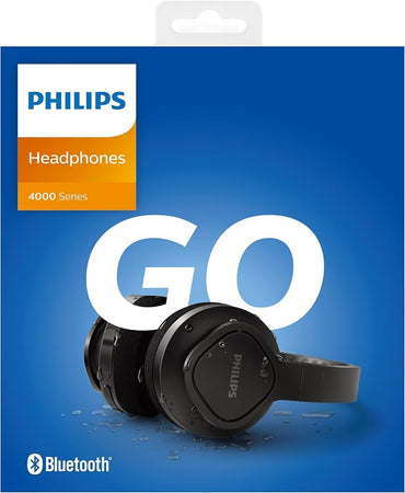PHILIPS A4216BK/00 On-Ear Cuffie Sportive Wireless, Driver 40 mm, 35 Ore di Ripr