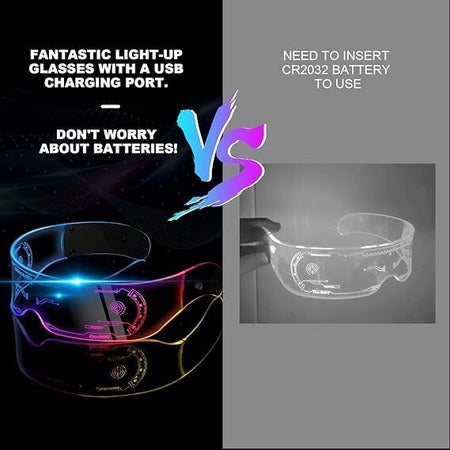 Occhiali luminosi a LED Flintronic luminosi al neon cyberpunk per cosplay dimmer