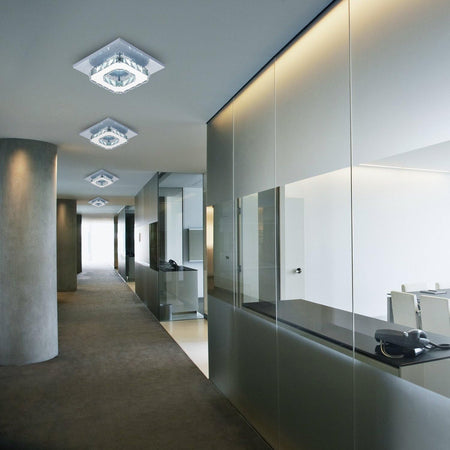 Plafoniera a LED DAXGD, in acciaio inox con cristallo specchiato