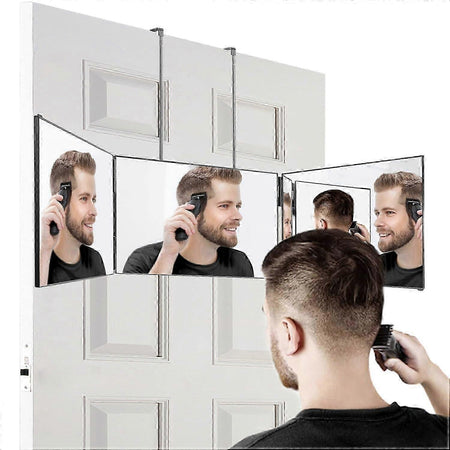 Specchio a LED a 3 ante da appendere pieghevole da parrucchiere 360 Gradi Trucco