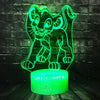 Lampada da tavolo a illusione 3D con luce notturna a LED, re della giungla