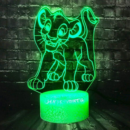 Lampada da tavolo a illusione 3D con luce notturna a LED, re della giungla