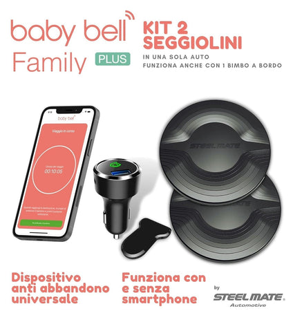 Dispositivo antiabbandono Baby Bell kit per due seggiolini Family PLUS universal