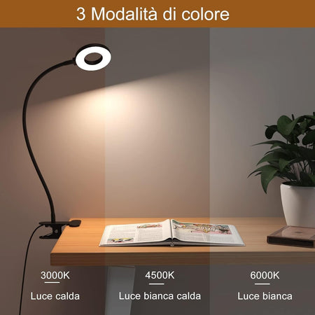 Lampada da lettura iZELL 23 LED con caricabatterie USB e clip Dimmerabile