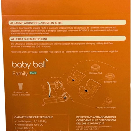 Dispositivo antiabbandono Baby Bell kit per due seggiolini Family PLUS universal