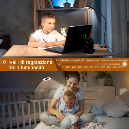 Lampada da lettura iZELL 23 LED con caricabatterie USB e clip Dimmerabile