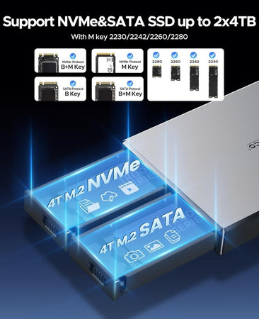 Contenitore ORICO M.2 NVME + SSD SATA a doppio alloggiamento