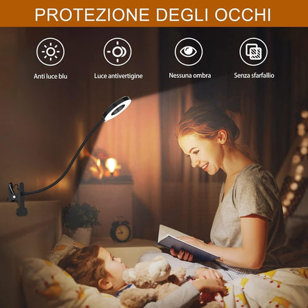 Lampada da lettura iZELL 23 LED con caricabatterie USB e clip Dimmerabile