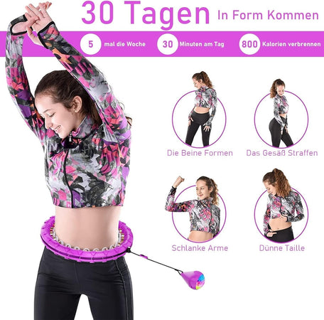 Hoola Hoop Pneumatico Adulti 24 Ruote Regolabili con Massaggio a 360 Gradi e Dat