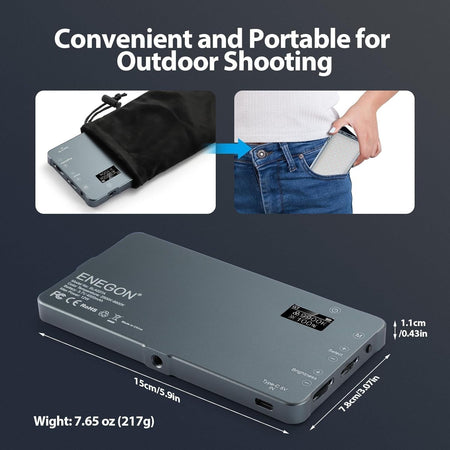 LED Video Light ENEGON 4000 mAh 2500K-9900K bicolore Fotocamere DSLR Profession