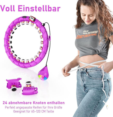 Hoola Hoop Pneumatico Adulti 24 Ruote Regolabili con Massaggio a 360 Gradi e Dat