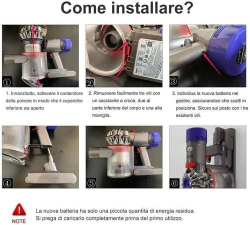 Batteria compatibile con Dyson V8 ricambio 6000mAh Dyson V8 SV10